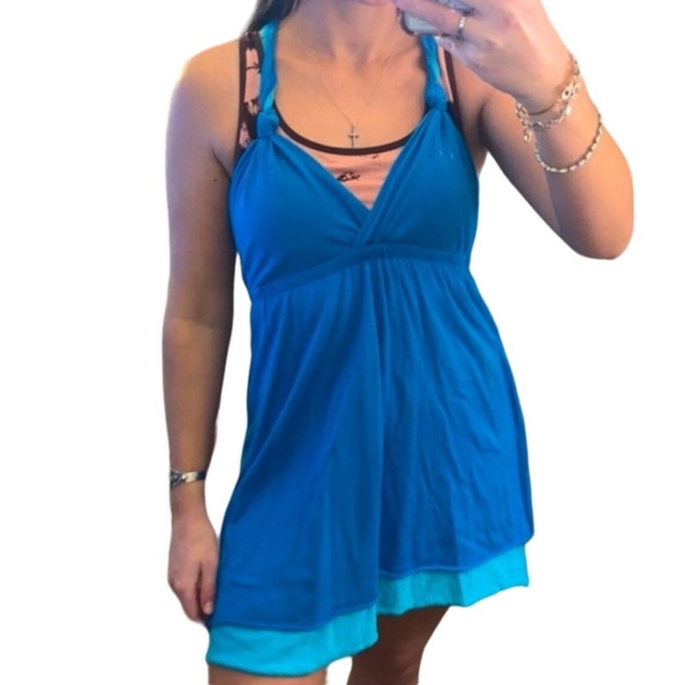 OP V-Neck Twisted Straps Blue Beach Dress/ Cover-Up Sz S 🏝🌊